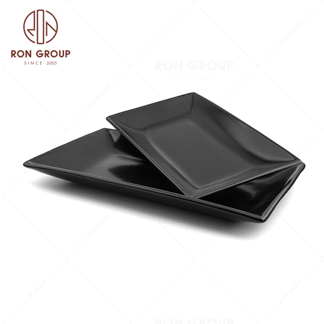 RNPCE038-Modern Design Matte Black Style Restaurant Hotel Bar Cafe Wedding Ceramic Retangular Plate