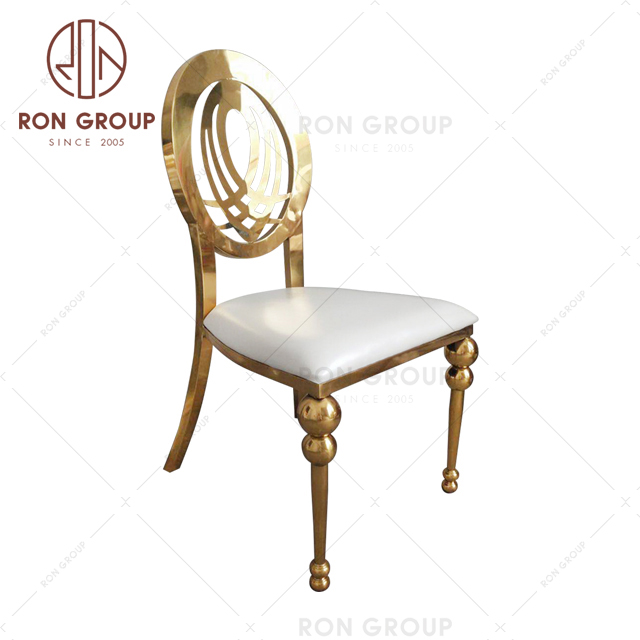 Gold metal leather banquet hotel wedding stainless steel designer dining chair