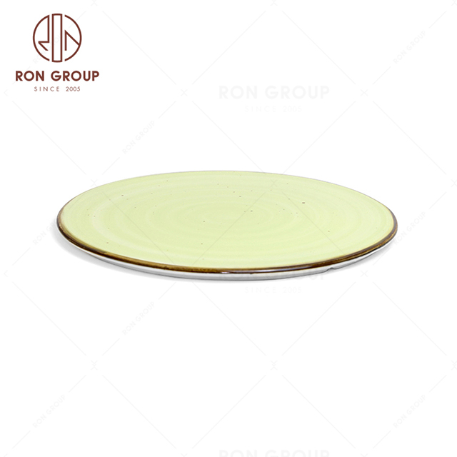 RonGroup New Color Apple Green  Chip Proof Porcelain  Collection - Ceramic Dinnerware Round Dish (Round Plate)