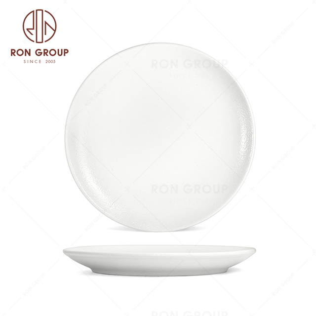 RNPCE001-Wholesale Frosted White Style Restaurant Hotel Bar Cafe Wedding Shallow Round Plate