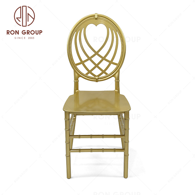 RNFH4-05 One-piece style heart shape Exquisite design Gold-painted restaurant furniture cafe banquet party dining wedding PP chair