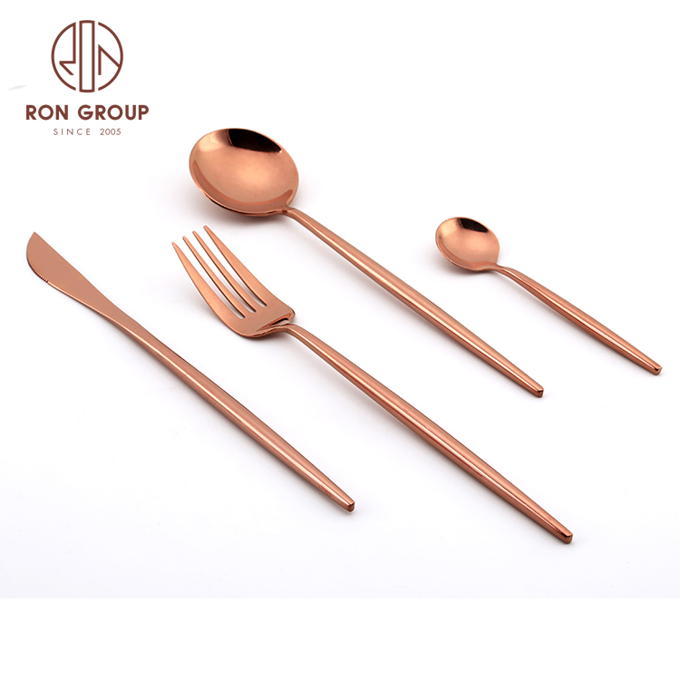 Restaurant Wedding Party Rose Gold Stainless Steel Spoon and Fork and Knife Cutlery Flatware Set