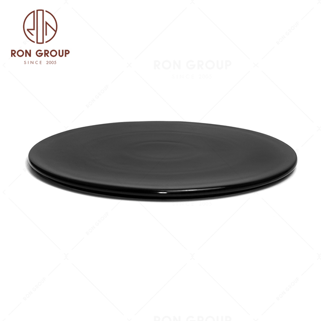 RNPCE005-Hot Sales Matte Black Style Restaurant Hotel Bar Cafe Wedding Ceramic Round Plate