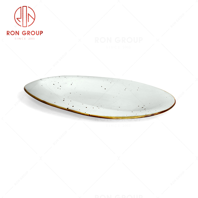 RonGroup New Color Chip Proof  Collection Misty White Bule -  Odd Egg Shape  Plate 