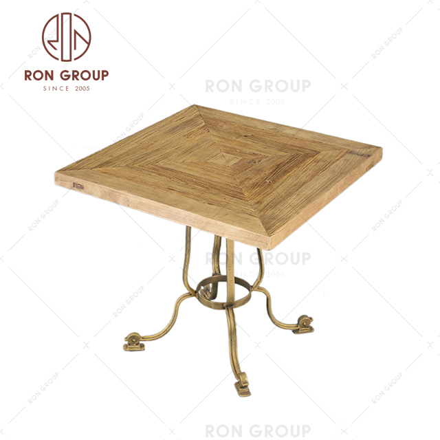 Wholesale price custom simple designs wooden coffee table with iron table legs