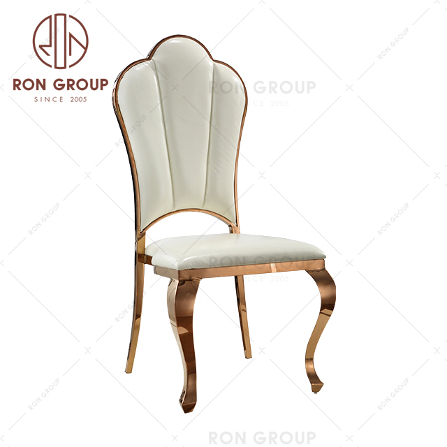 Hotel Banquet Event Wedding Luxury Shiny Glossy Golden Stainless Steel Dining Chair