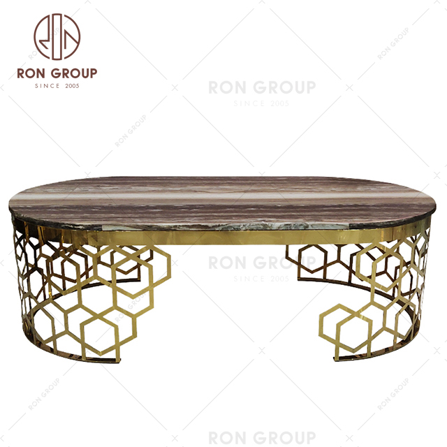 Marble Table Used for Wedding and Event Stainless Steel Golden Luxury Dining table