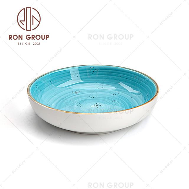 restaurant colored crockery porcelain soup plate 