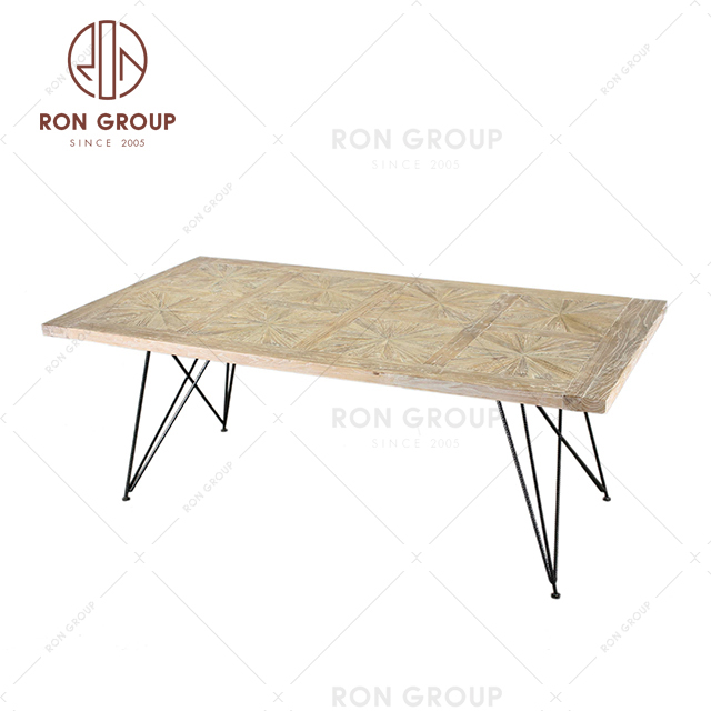 Modern industrial designs new model rectangle dining table restaurant solid wood table top for sale
