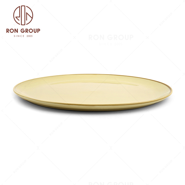 RonGroup New Color Custard Chip Proof Porcelain  Collection - Ceramic Dinnerware Pizza Plate