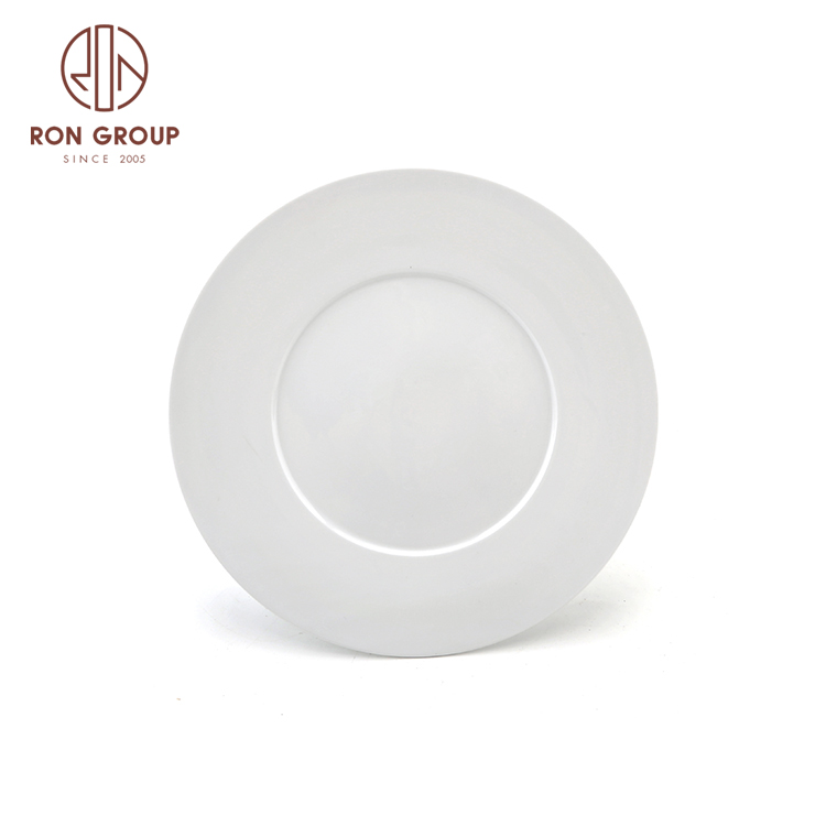 High quality vintage ceramic custom porcelain hotel wedding white dinner charger plate