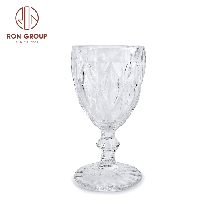 Vintage clear glass diamond wine small goblet on sale for wedding decoration