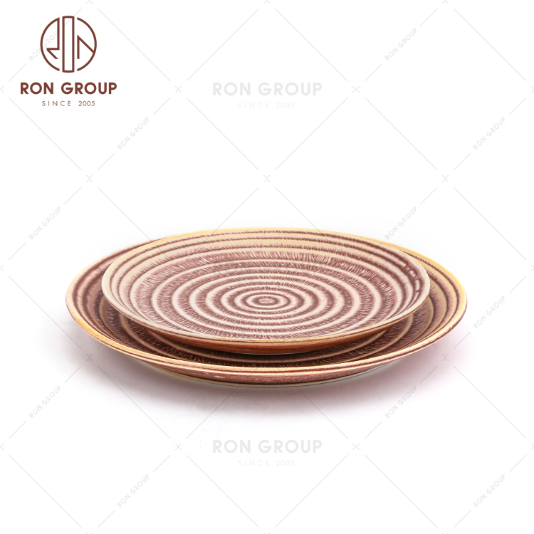 Hot Sale Ripple Shallow Sea Pattern Round Platter For Chinese Restaurant 