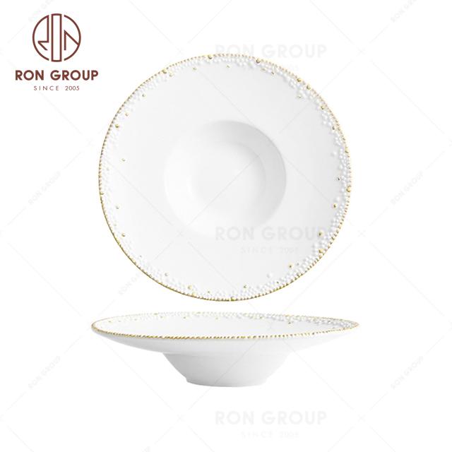 RNPCG2219 High Quality FAFARTC Series Restaurant Hotel Bar Cafe Wedding White Gold Hat Shape Bowl