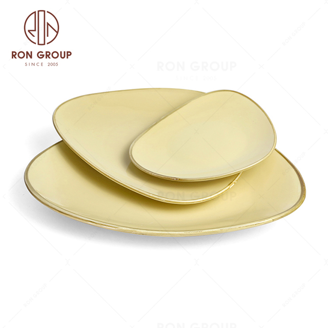 RonGroup New Color Custard Chip Proof Porcelain  Collection - Ceramic Dinnerware Trigon  Plate