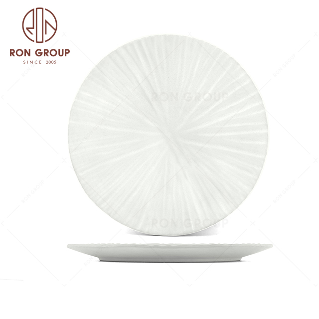 RNPCT1903-1D-2D-3D Factory Wholesale Raindrop White Style Restaurant Hotel Bar Cafe Wedding Blade Round Plate