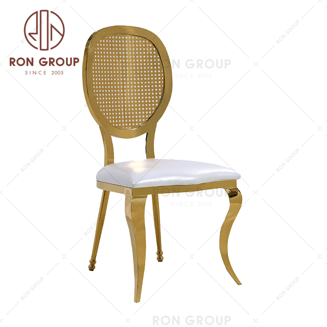 Stainless steel banquet wedding event gold dining chair with cushions