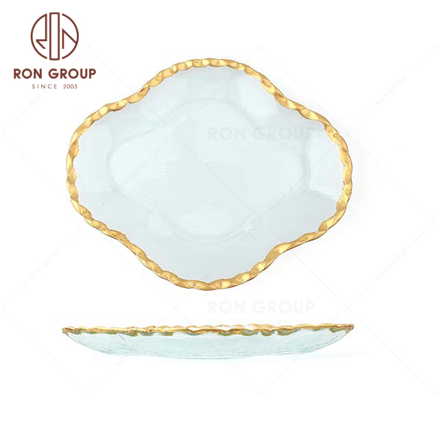 RNPG229-71 High quality Special design restaurant hotel club bar banquet canteen party wedding Glass Clover Plate