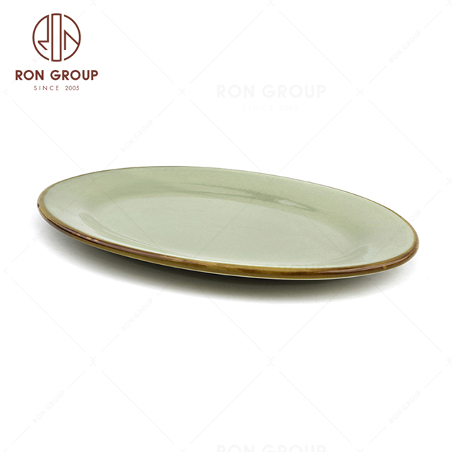 RonGroup New Color Morandi Chip Proof Porcelain  Collection - Ceramic Dinnerware Fish  Plate