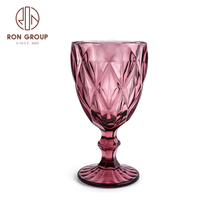Wholesale rose pink wedding hotel crystal wine glass 350 ml