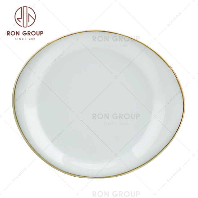 Fashion Custom Ceramic Irregular Random Design White Porcelain Dinner Plate