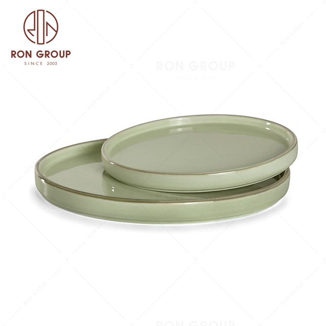 RonGroup New Color Morandi Chip Proof Porcelain  Collection - Ceramic Dinnerware Round Plate
