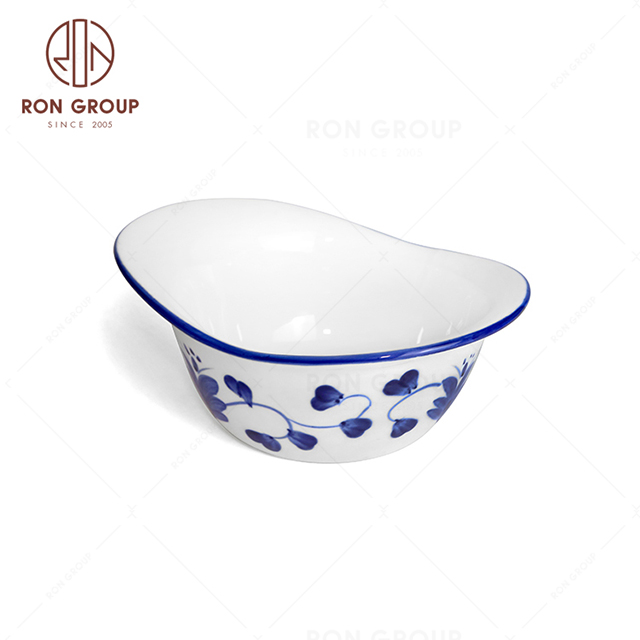 RonGroup New Color Rattan Flower Chip Proof Porcelain  Collection - Ceramic Dinnerware Snack Bowl 