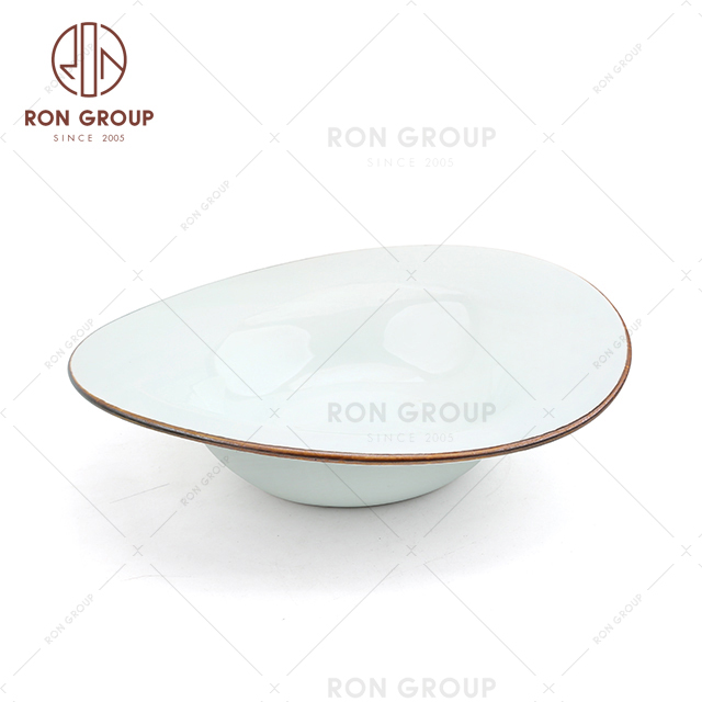Factory Direct Low Price Round Random Exquisite Design Ceramic Restaurant Soup Plate 