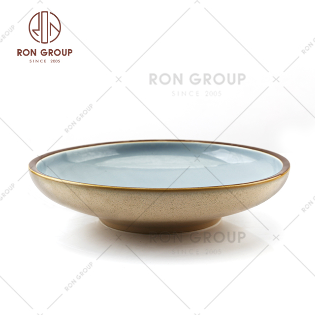 Factory direct sell crystal blue porcelain soup bowl set high quality ceramic tableware plate