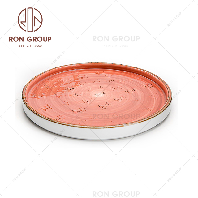 Porcelain tomato red nordic hotel restaurant round ceramic custom dinner dish plates 