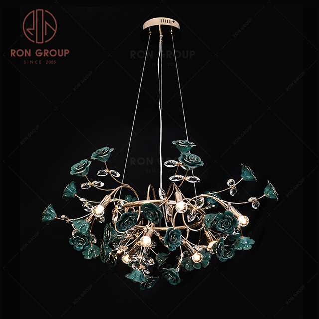 RonGroup Luxury Modern Wedding Decorative Light  Collection - Green Crystal Ceiling Light 7121-6+3P
