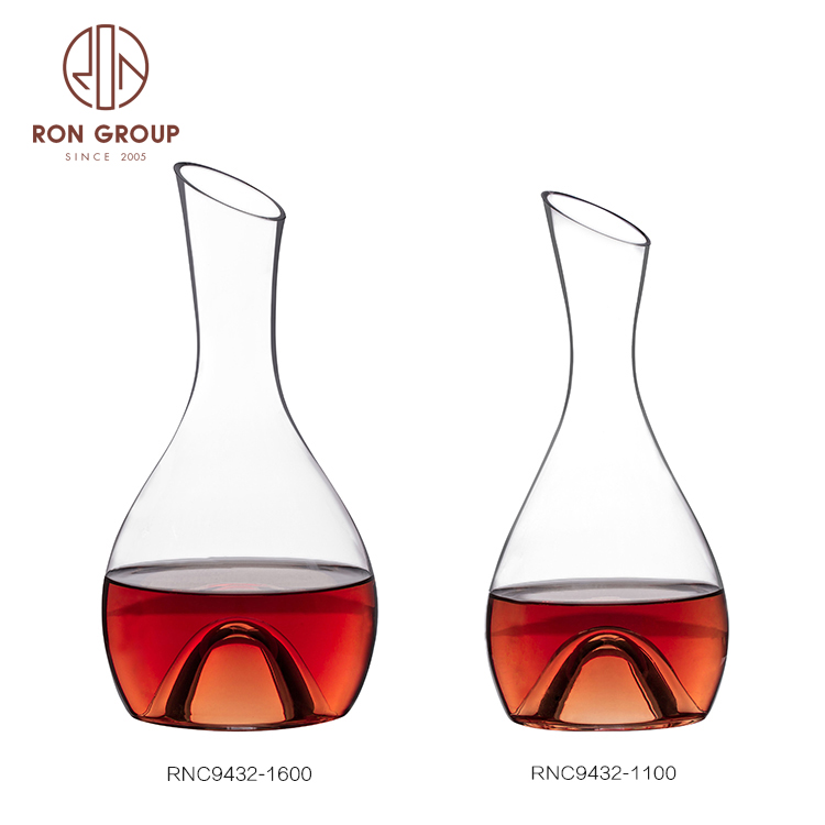 Free sample wholesale oblique mouth round crystal glass wine decanter