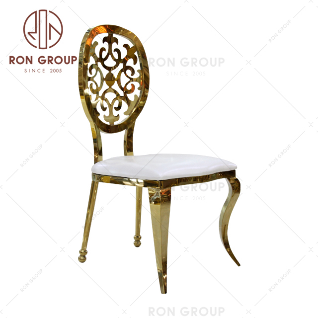 Wholesal white decor metal chairs with gold legs for wedding reception