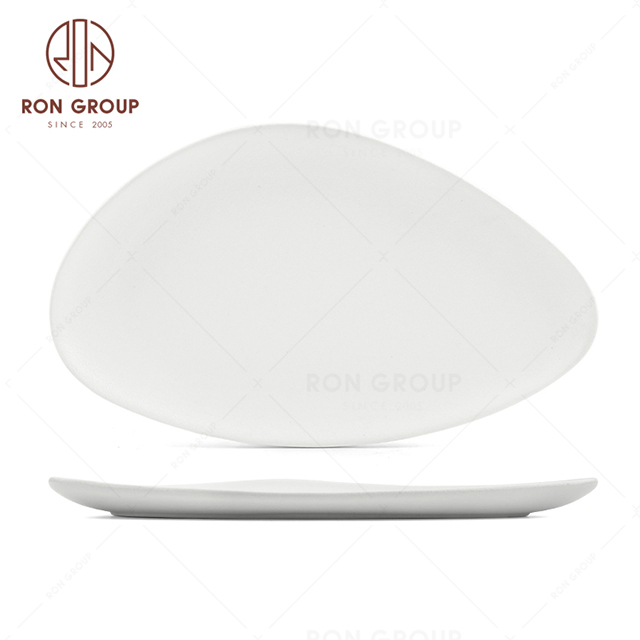 RNPCE011-Factory Wholesale Frosted White Style Restaurant Hotel Bar Cafe Wedding Triangular Narrow Plate