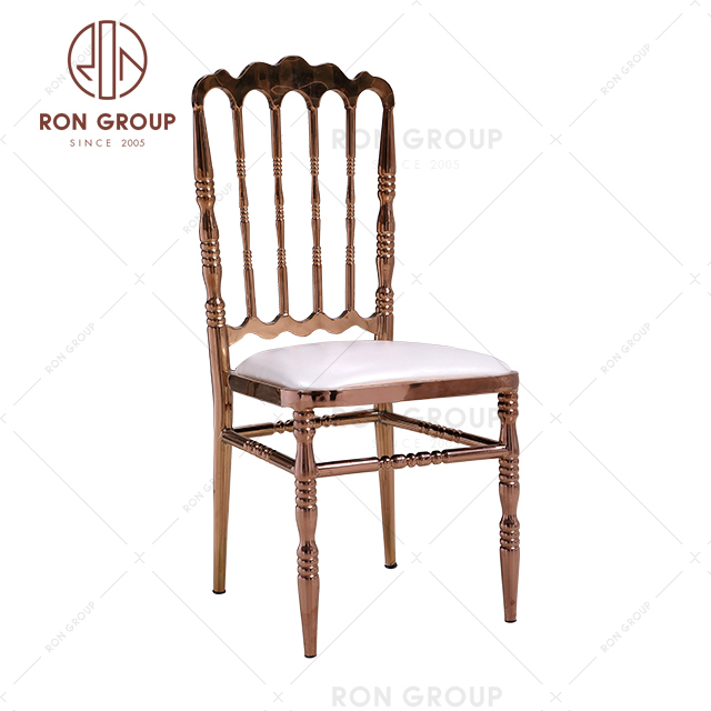 Elegant classic new design stainless steel napoleon wedding dining chair 