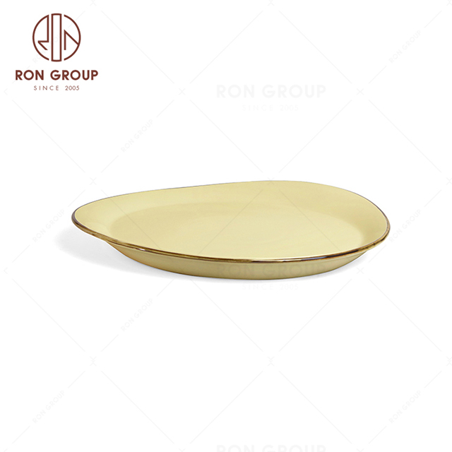 RonGroup New Color Custard Chip Proof Porcelain  Collection - Ceramic Dinnerware Round Soup  Plate