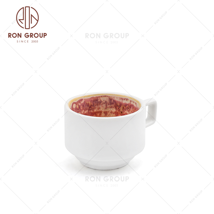 RonGroup Eco Friendly Handmade Fambe Pink Rhythm Restaurant Ceramic Coffee Cup