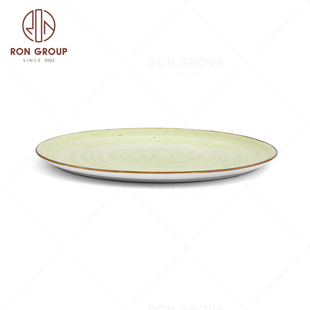 RonGroup New Color Apple Green  Chip Proof Porcelain  Collection - Ceramic Dinnerware  Pizza Plate