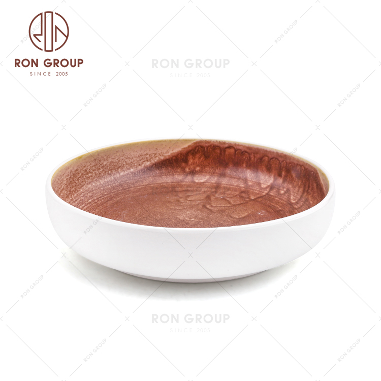 Restaurant Wedding Round Ceramic Single Straight Kiln Powder Soup Plate