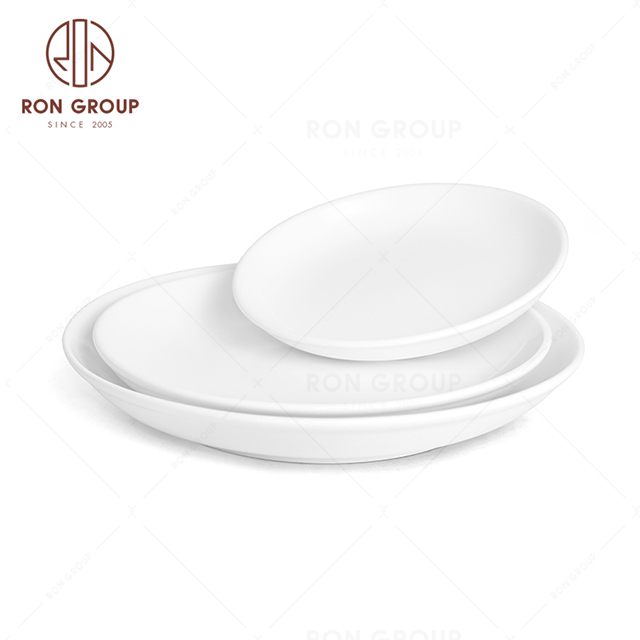 RonGroup New Color Matte White Chip Proof Porcelain  Collection - Ceramic Dinnerware Round Plate