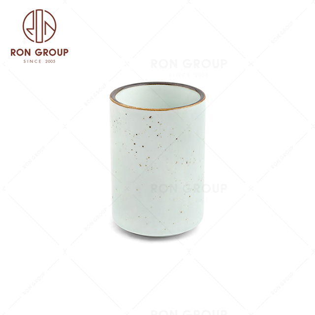 RonGroup New Color Misty White Bule Chip Proof Porcelain  Collection - Ceramic Drinkware Straight Tea Cup 