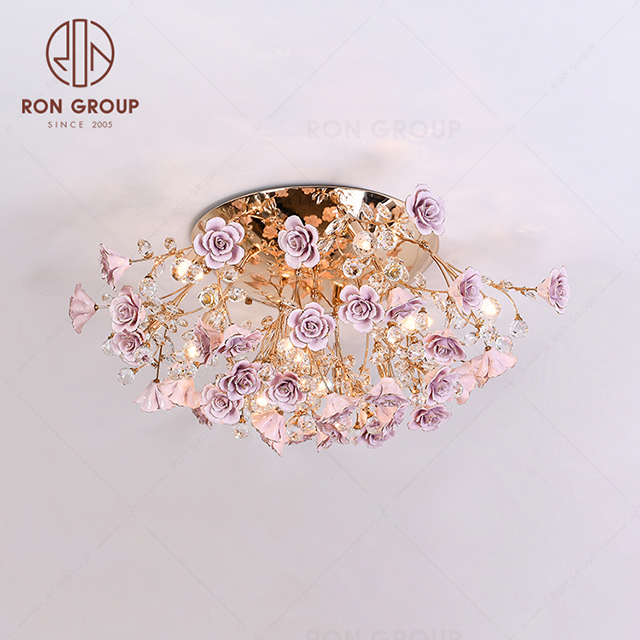 RonGroup Luxury Modern Wedding Decorative Light  Collection - Pink Crystal Ceiling Light 7110 - 13C
