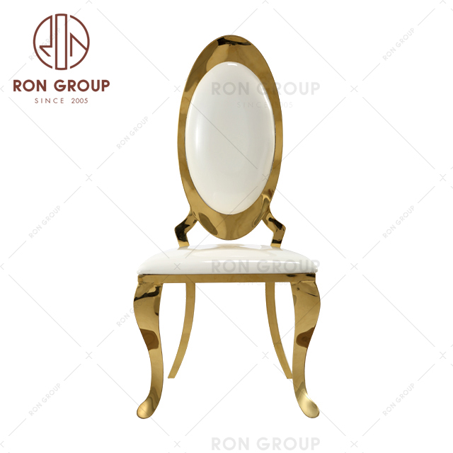 Luxury Hotel Furniture Gold Stainless Steel Customized Pu Leather Dinning Chair 