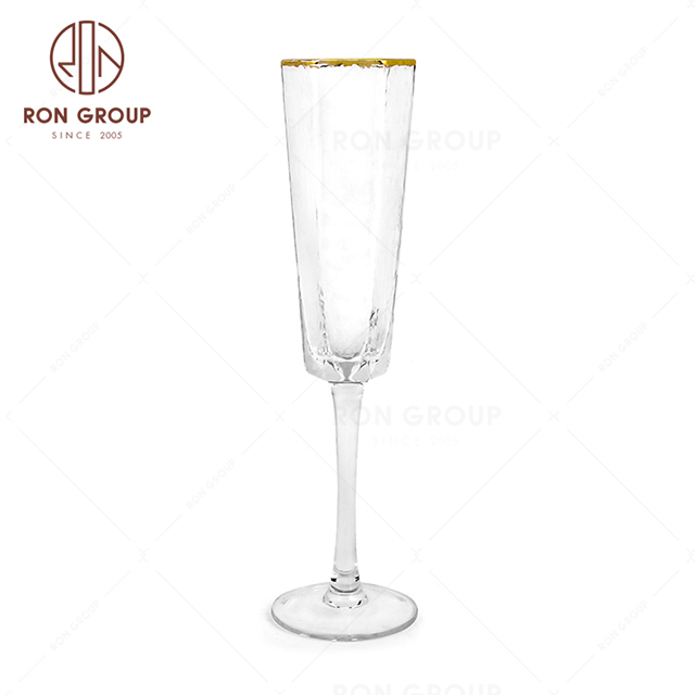 Gold rimmed wedding decorated drinking glass champagne glass