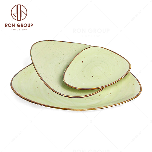 RonGroup New Color Apple Green  Chip Proof Porcelain  Collection - Ceramic Dinnerware Trigon Plate