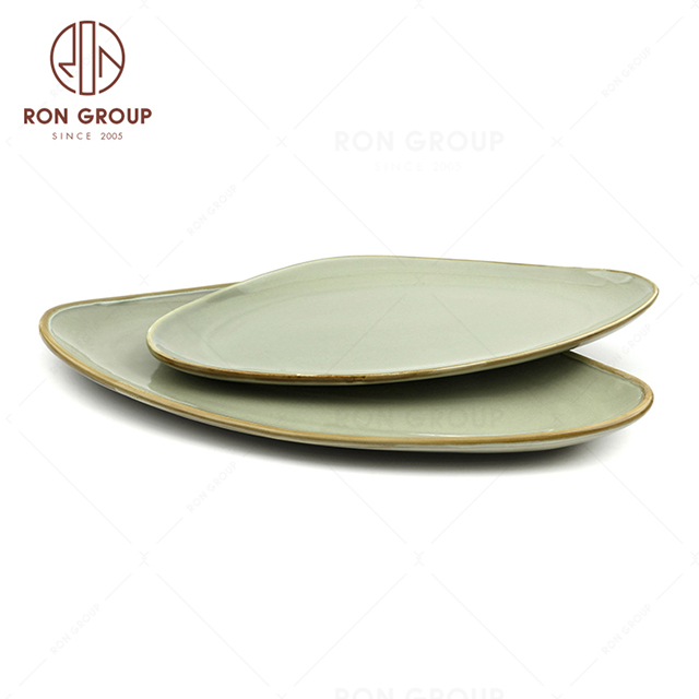 RonGroup New Color Morandi Chip Proof Porcelain  Collection - Ceramic Dinnerware Trigangular Narrow  Plate