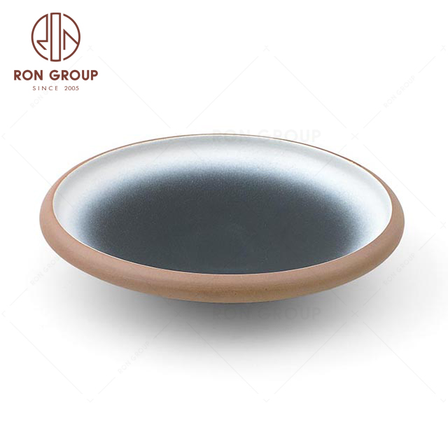 RNPCT2010Y-5N 19.25" Japanese Style Thick Lip Round Bowl Terracotta tableware family Dinnerware For Restaurant Hotel Party 