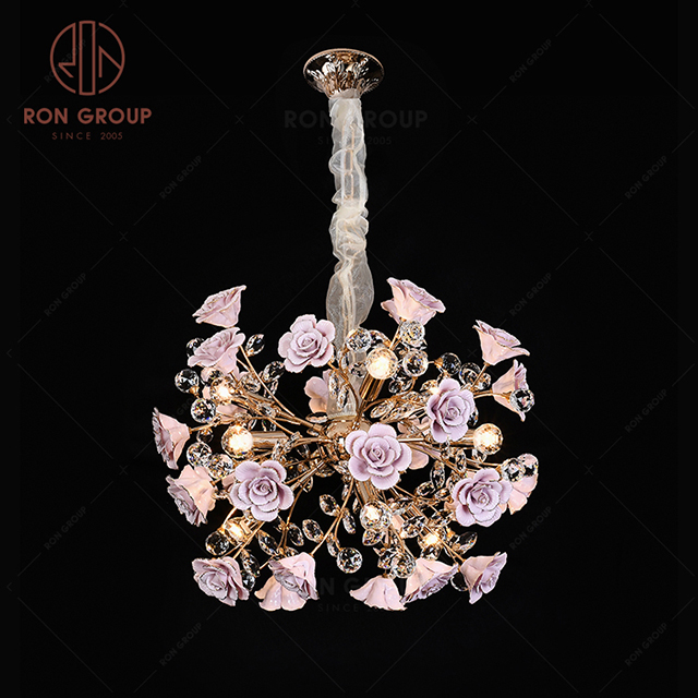 RonGroup Luxury Modern Wedding Decorative Light  Collection - Pink Crystal Ceiling Light 7110 - 9P
