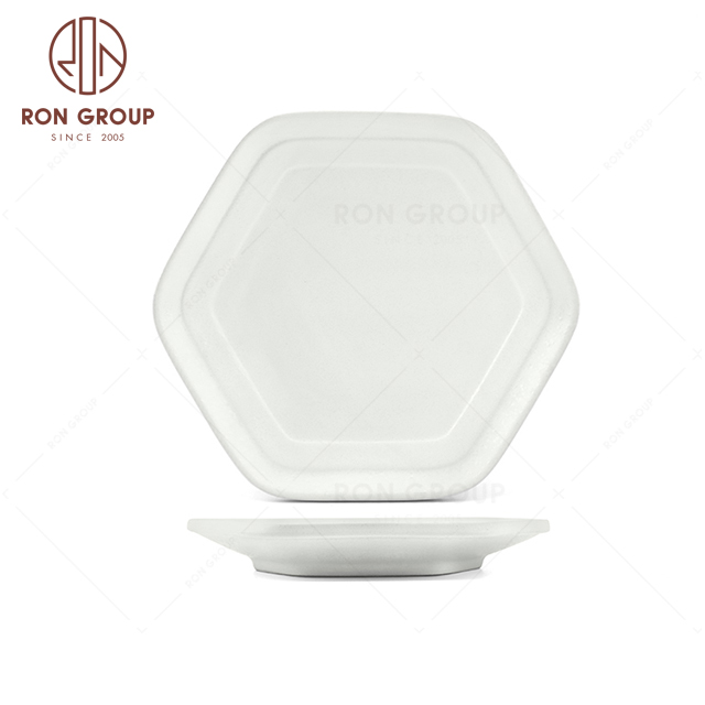 RNPCT2011-5D-6D Modern Design Raindrop White Style Restaurant Hotel Bar Cafe Wedding Hexagonal Plate