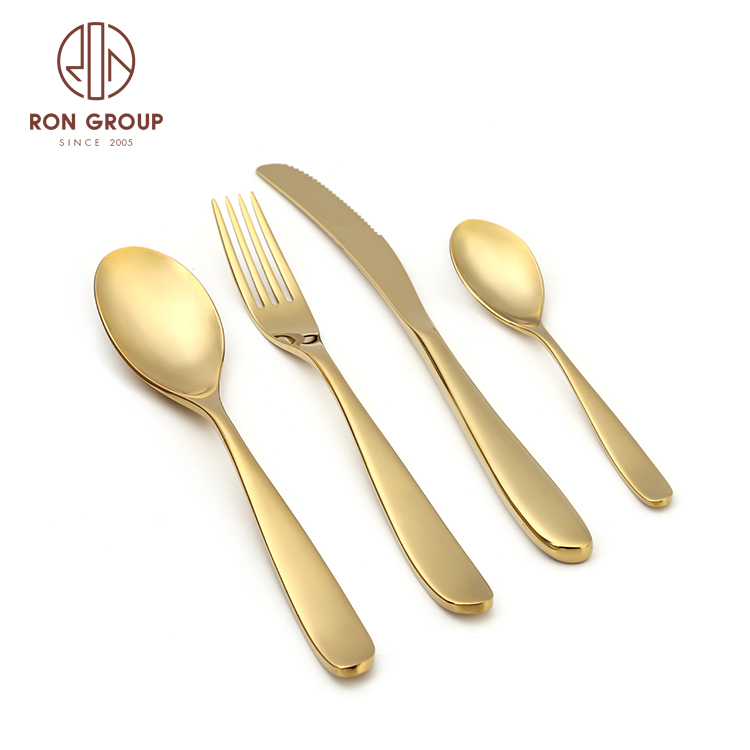 Wholesale Elegant Spoon And Fork Plated Wedding Party Matte Gold Cutlery Set For Restaurant
